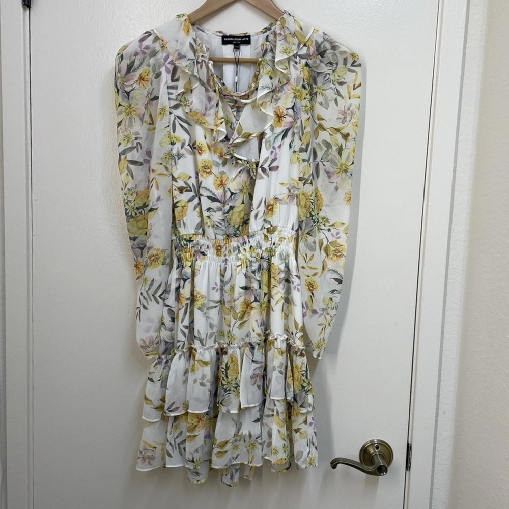 NWT Generation Love Floral Dress XXS Ruffle Sheer‎ Feminine Summer Romantic Cute